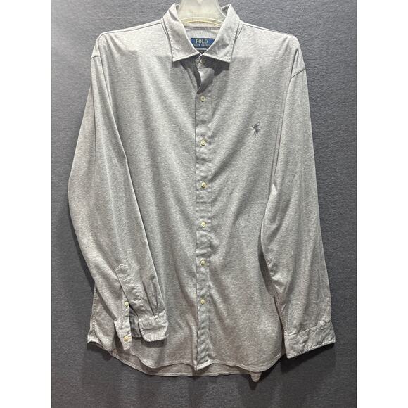 Polo Ralph Lauren Knit Dress Shirt Mens Button Down Long Sleeves Gray Size XXL - Picture 2 of 10